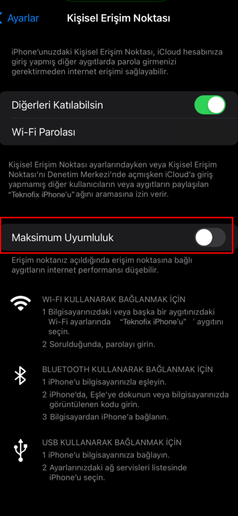 iphone kisisel erisim noktasinin calismamasi nasil cozulur
