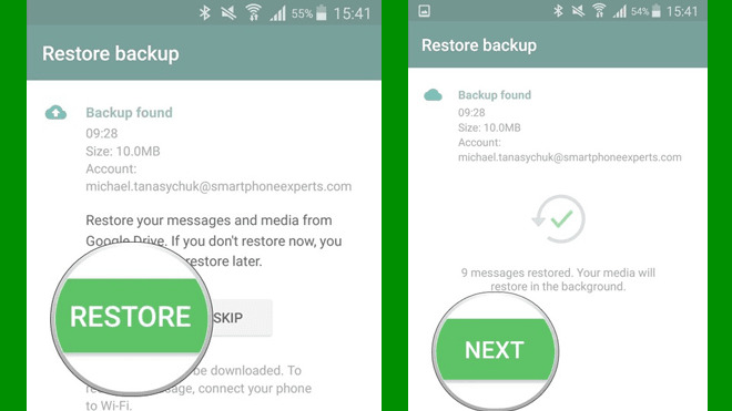 WhatsApp yedeklerini geri yC3BCkleme4