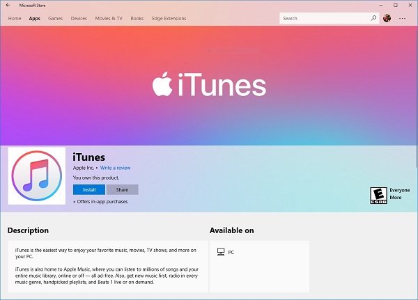 itunes microsoft store