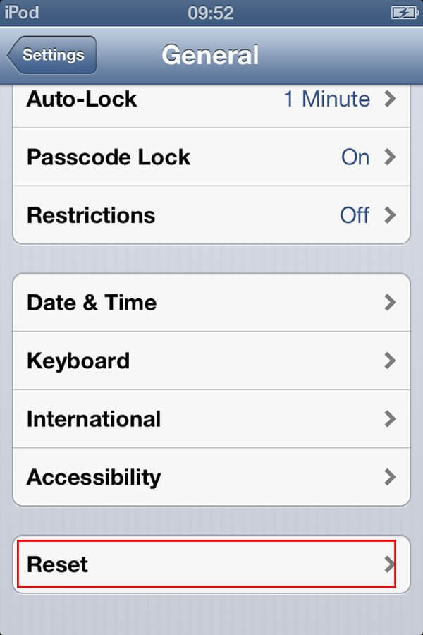 reset ipod without itunes