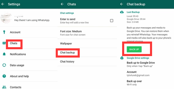 whatsapp back up