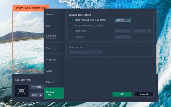 movavi screen capture interface