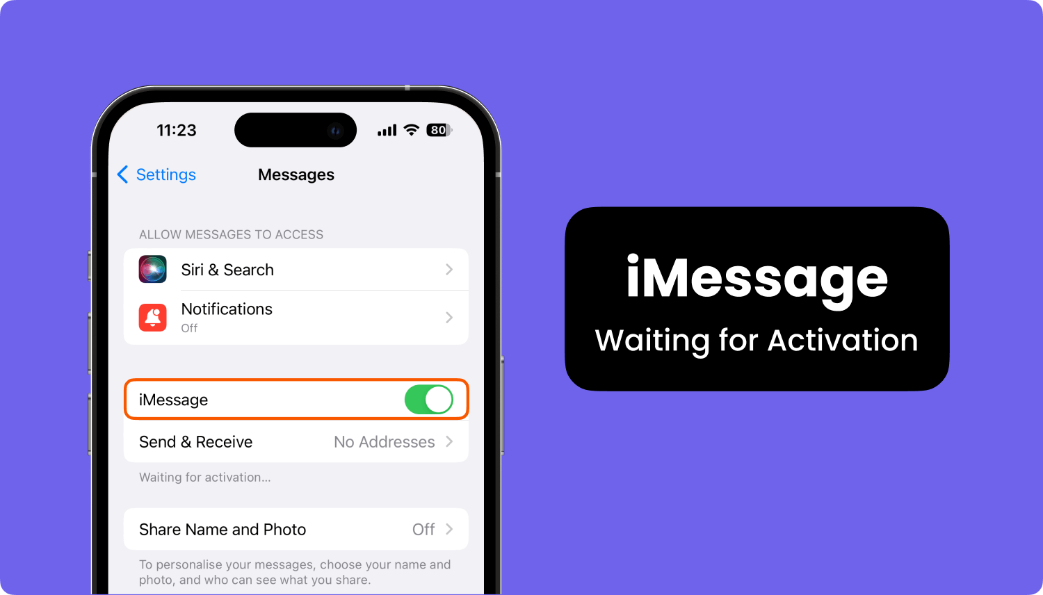 imessage waiting for activation error
