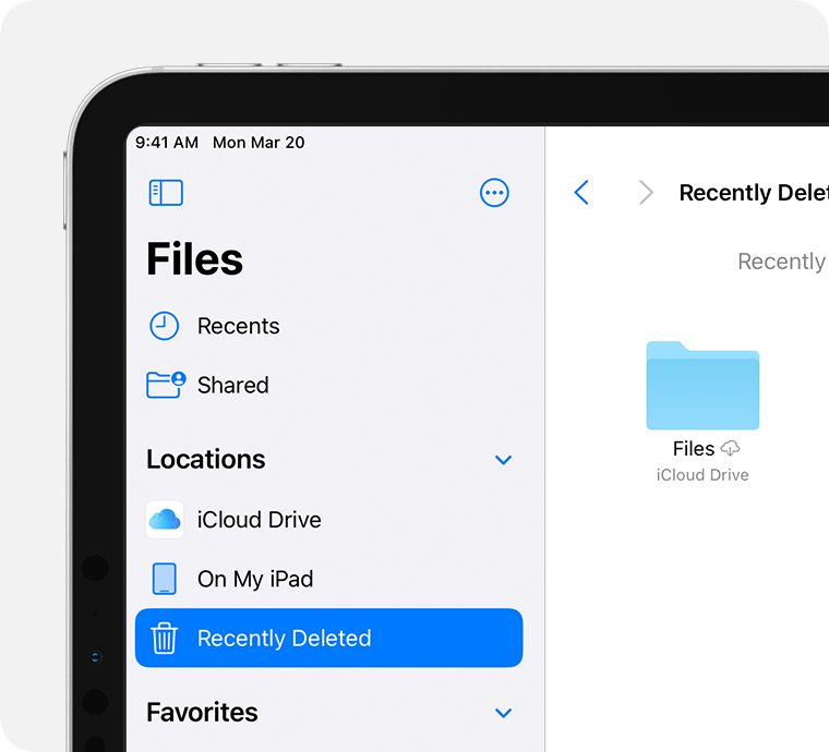 ios 16 ipad pro files browse recently deleted cropped