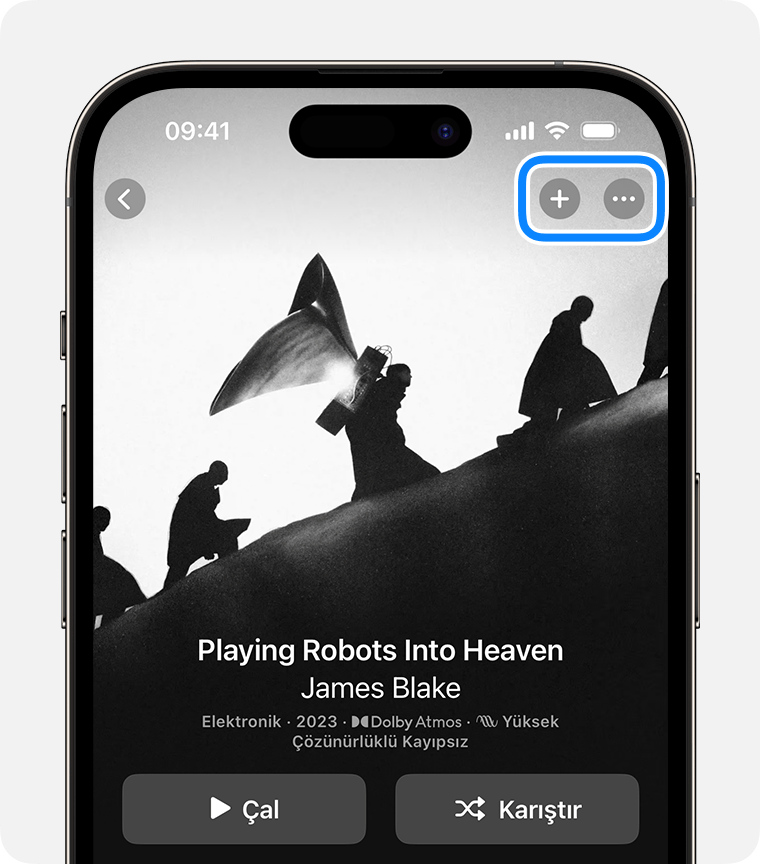 ios 17 iphone 14 pro apple music search add to library more callout