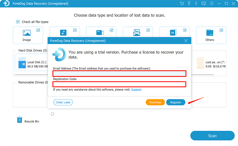 register fonedog data recovery