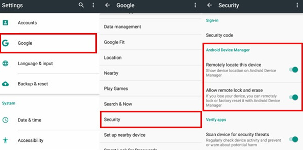 android remotely locate this device