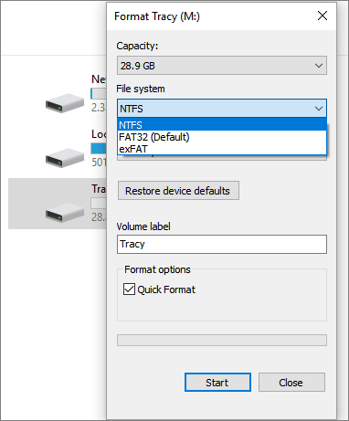format sd windows