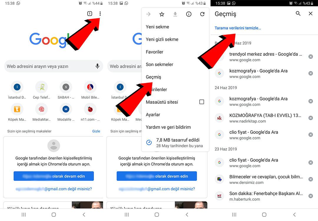 internet gecimisi nasil silinir