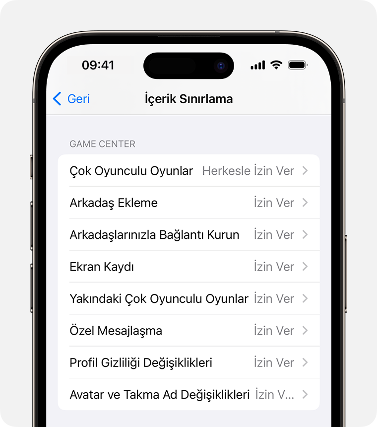 ios 17 iphone 14 pro settings screen time family sharing content restrictions game center