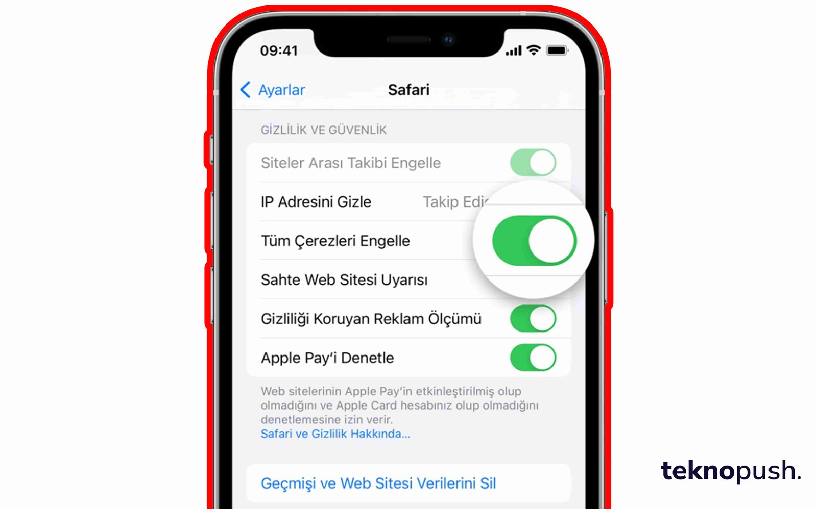 safari cerez kullanimi aktif etme