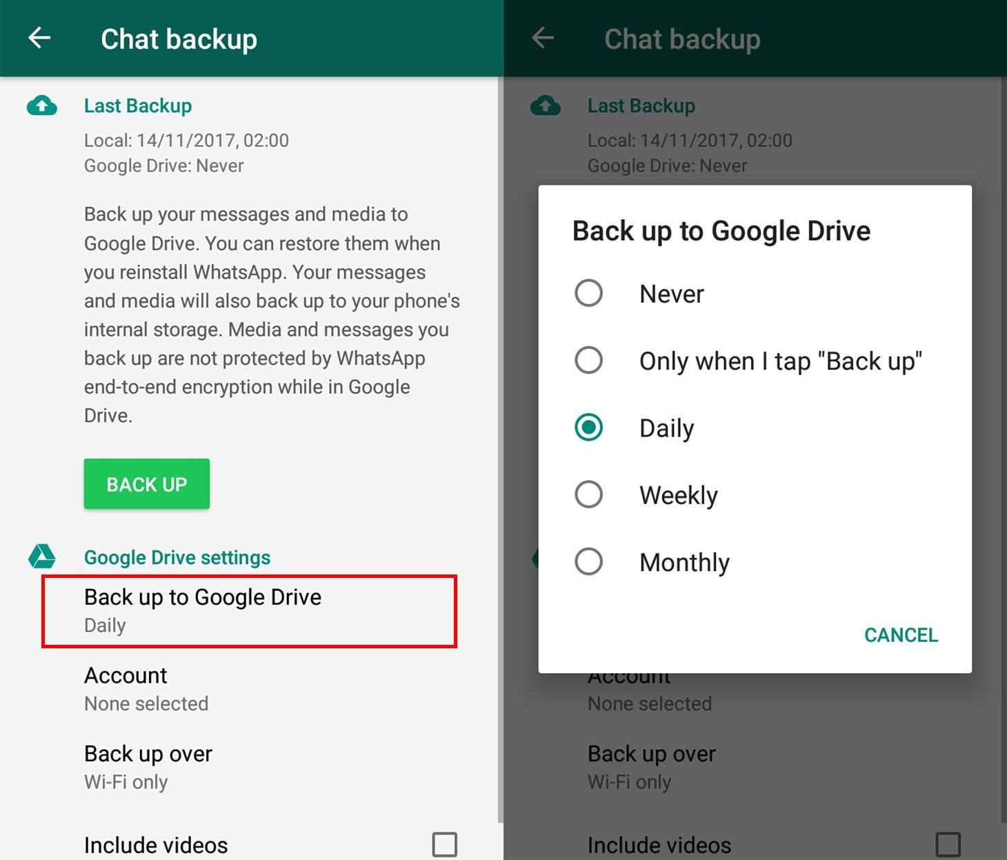 whatsapp backup google drive screenshot 1 EN