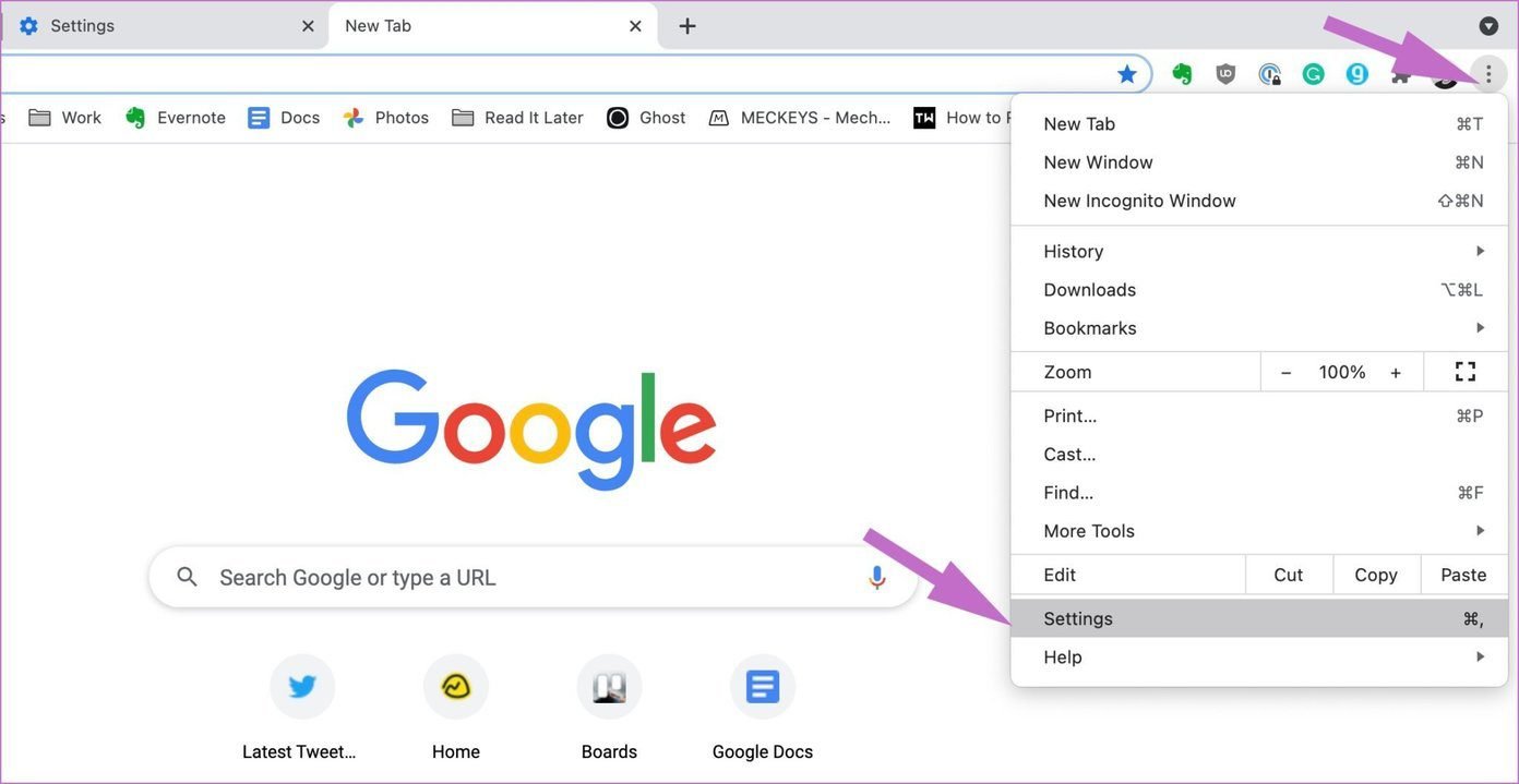 chrome settings